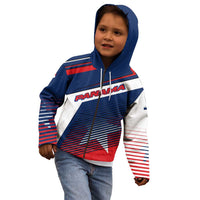 Panama Diagonal Stripe Design Kid Hoodie with Bold Red Blue Star and Flag Accents - Wonder Print Shop