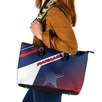 Panama Diagonal Stripe Design Leather Tote Bag with Bold Red Blue Star and Flag Accents - Wonder Print Shop