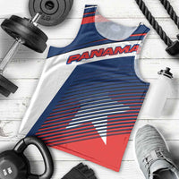 Panama Diagonal Stripe Design Men Tank Top with Bold Red Blue Star and Flag Accents - Wonder Print Shop