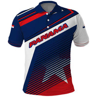Panama Diagonal Stripe Design Polo Shirt with Bold Red Blue Star and Flag Accents - Wonder Print Shop