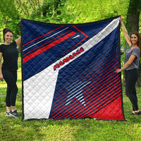 Panama Diagonal Stripe Design Quilt with Bold Red Blue Star and Flag Accents - Wonder Print Shop