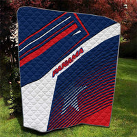 Panama Diagonal Stripe Design Quilt with Bold Red Blue Star and Flag Accents - Wonder Print Shop