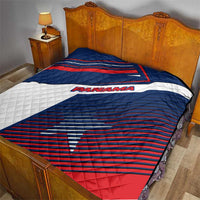 Panama Diagonal Stripe Design Quilt with Bold Red Blue Star and Flag Accents - Wonder Print Shop