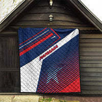 Panama Diagonal Stripe Design Quilt with Bold Red Blue Star and Flag Accents - Wonder Print Shop