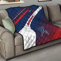 Panama Diagonal Stripe Design Quilt with Bold Red Blue Star and Flag Accents - Wonder Print Shop