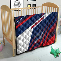 Panama Diagonal Stripe Design Quilt with Bold Red Blue Star and Flag Accents - Wonder Print Shop
