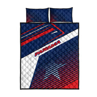 Panama Diagonal Stripe Design Quilt Bed Set with Bold Red Blue Star and Flag Accents - Wonder Print Shop