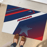 Panama Diagonal Stripe Design Rubber Doormat with Bold Red Blue Star and Flag Accents - Wonder Print Shop
