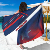 Panama Diagonal Stripe Design Sarong with Bold Red Blue Star and Flag Accents - Wonder Print Shop
