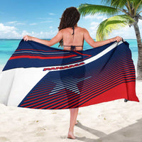 Panama Diagonal Stripe Design Sarong with Bold Red Blue Star and Flag Accents - Wonder Print Shop