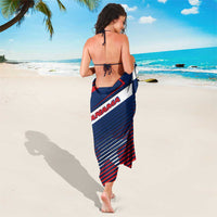Panama Diagonal Stripe Design Sarong with Bold Red Blue Star and Flag Accents - Wonder Print Shop