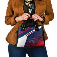 Panama Diagonal Stripe Design Shoulder Handbag with Bold Red Blue Star and Flag Accents - Wonder Print Shop