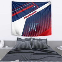 Panama Diagonal Stripe Design Tapestry with Bold Red Blue Star and Flag Accents - Wonder Print Shop
