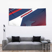 Panama Diagonal Stripe Design Tapestry with Bold Red Blue Star and Flag Accents - Wonder Print Shop