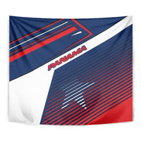 Panama Diagonal Stripe Design Tapestry with Bold Red Blue Star and Flag Accents - Wonder Print Shop
