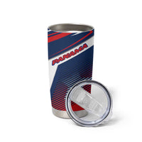 Panama Diagonal Stripe Design Tumbler Cup with Bold Red Blue Star and Flag Accents - Wonder Print Shop