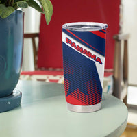 Panama Diagonal Stripe Design Tumbler Cup with Bold Red Blue Star and Flag Accents - Wonder Print Shop