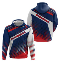 Panama Diagonal Stripe Design Zip Hoodie with Bold Red Blue Star and Flag Accents - Wonder Print Shop