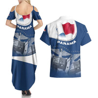 Panama National Flag Couples Matching Summer Maxi Dress and Hawaiian Shirt with Canal Symbolism and Puente del Mundo Motto Design - Wonder Print Shop
