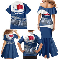 Panama National Flag Family Matching Mermaid Dress and Hawaiian Shirt with Canal Symbolism and Puente del Mundo Motto Design - Wonder Print Shop
