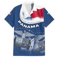 Panama National Flag Family Matching Off The Shoulder Long Sleeve Dress and Hawaiian Shirt with Canal Symbolism and Puente del Mundo Motto Design - Wonder Print Shop