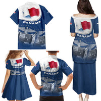 Panama National Flag Family Matching Puletasi and Hawaiian Shirt with Canal Symbolism and Puente del Mundo Motto Design - Wonder Print Shop