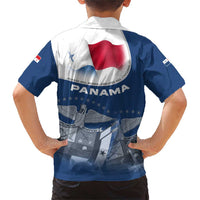 Panama National Flag Family Matching Short Sleeve Bodycon Dress and Hawaiian Shirt with Canal Symbolism and Puente del Mundo Motto Design - Wonder Print Shop