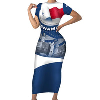 Panama National Flag Family Matching Short Sleeve Bodycon Dress and Hawaiian Shirt with Canal Symbolism and Puente del Mundo Motto Design - Wonder Print Shop