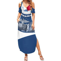 Panama National Flag Family Matching Summer Maxi Dress and Hawaiian Shirt with Canal Symbolism and Puente del Mundo Motto Design - Wonder Print Shop