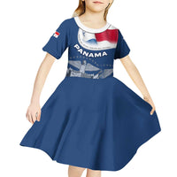 Panama National Flag Kid Short Sleeve Dress with Canal Symbolism and Puente del Mundo Motto Design - Wonder Print Shop