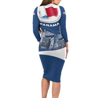 Panama National Flag Long Sleeve Bodycon Dress with Canal Symbolism and Puente del Mundo Motto Design - Wonder Print Shop