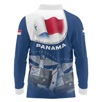 Panama National Flag Long Sleeve Polo Shirt with Canal Symbolism and Puente del Mundo Motto Design - Wonder Print Shop