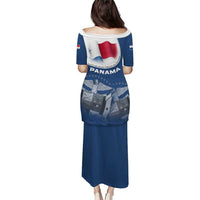 Panama National Flag Puletasi with Canal Symbolism and Puente del Mundo Motto Design - Wonder Print Shop