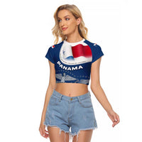 Panama National Flag Raglan Cropped T Shirt with Canal Symbolism and Puente del Mundo Motto Design - Wonder Print Shop