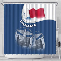 Panama National Flag Shower Curtain with Canal Symbolism and Puente del Mundo Motto Design - Wonder Print Shop