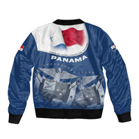 Panama National Flag Sleeve Zip Bomber Jacket with Canal Symbolism and Puente del Mundo Motto Design - Wonder Print Shop