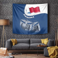 Panama National Flag Tapestry with Canal Symbolism and Puente del Mundo Motto Design - Wonder Print Shop