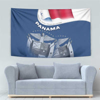 Panama National Flag Tapestry with Canal Symbolism and Puente del Mundo Motto Design - Wonder Print Shop