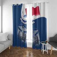 Panama National Flag Window Curtain with Canal Symbolism and Puente del Mundo Motto Design - Wonder Print Shop