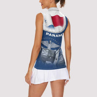 Panama National Flag Women Sleeveless Polo Shirt with Canal Symbolism and Puente del Mundo Motto Design - Wonder Print Shop