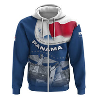 Panama National Flag Zip Hoodie with Canal Symbolism and Puente del Mundo Motto Design - Wonder Print Shop