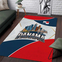Panama City Skyline Area Rug with National Coat of Arms and Red Blue Flag Theme - Wonder Print Shop