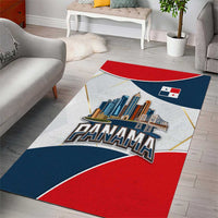 Panama City Skyline Area Rug with National Coat of Arms and Red Blue Flag Theme - Wonder Print Shop