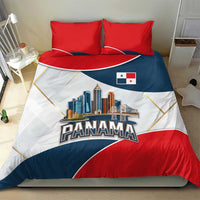 Panama City Skyline Bedding Set with National Coat of Arms and Red Blue Flag Theme - Wonder Print Shop