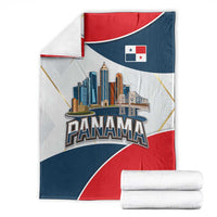 Panama City Skyline Blanket with National Coat of Arms and Red Blue Flag Theme - Wonder Print Shop