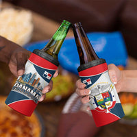 Panama City Skyline 4 in 1 Can Cooler Tumbler with National Coat of Arms and Red Blue Flag Theme - Wonder Print Shop