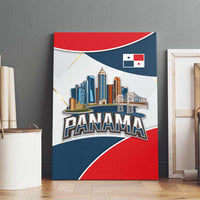 Panama City Skyline Canvas Wall Art with National Coat of Arms and Red Blue Flag Theme - Wonder Print Shop