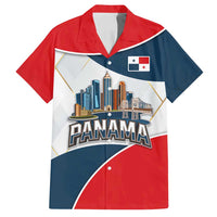 Panama City Skyline Family Matching Long Sleeve Bodycon Dress and Hawaiian Shirt with National Coat of Arms and Red Blue Flag Theme - Wonder Print Shop