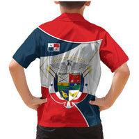 Panama City Skyline Family Matching Mermaid Dress and Hawaiian Shirt with National Coat of Arms and Red Blue Flag Theme - Wonder Print Shop