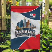 Panama City Skyline Garden Flag with National Coat of Arms and Red Blue Flag Theme - Wonder Print Shop